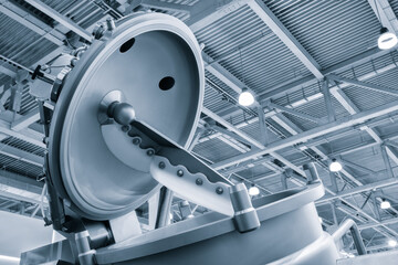 Industrial open mixer machine in food industry. Industrial concept background