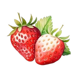 Watercolor Strawberry Drawing on Transparent Background in PNG Format, Perfect for Creative Projects and Graphic