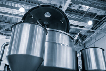 Industrial open mixer machine in food industry. Industrial concept background