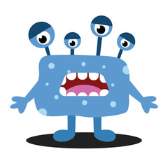 Cute Monster. Cartoon kawaii funny character. Suitable for flat design graphic illustration, clip art, stickers, posters, stickers, cards, etc