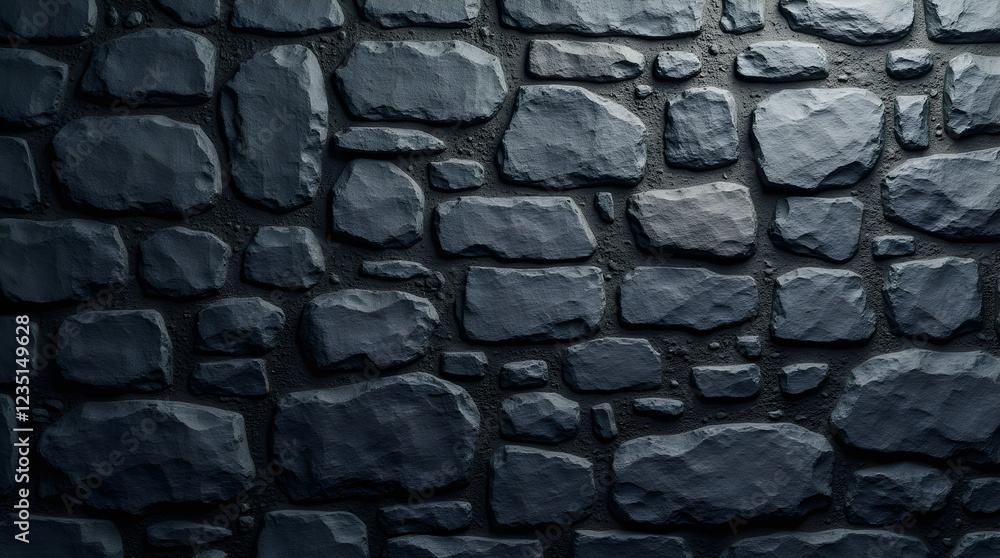 Aufkleber dark gray cobblestone stone wall texture background seamless pattern design for game asset or 3d mod