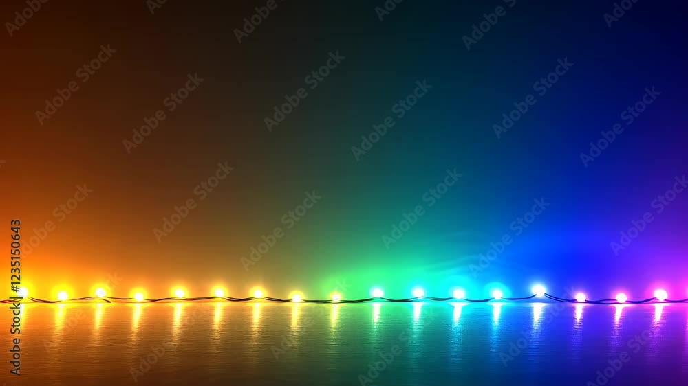 Poster multicolored string of lights on black background with vibrant radiant glow for festive holiday and 