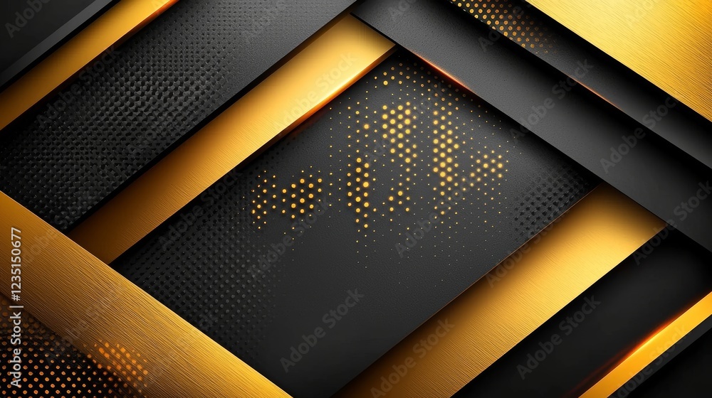 Poster 4k backgrounds in abstract luxury with black and grey gradients and animated golden metallic stripes
