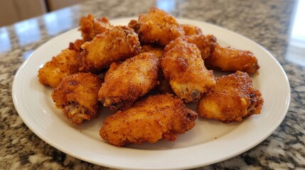 A plate of homemade garlic parmesan chicken wings, freshly prepared