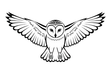 Fly line art Owl Bird silhouette vector graphic.