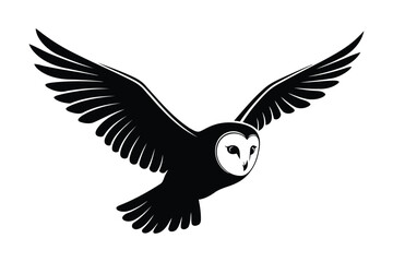 Fly Owl Bird silhouette vector graphic clipart.