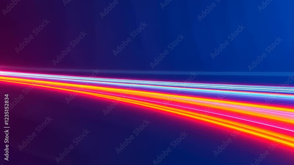 Poster vivid abstract neon light trails in motion with long exposure creating a dynamic and colorful swirl 