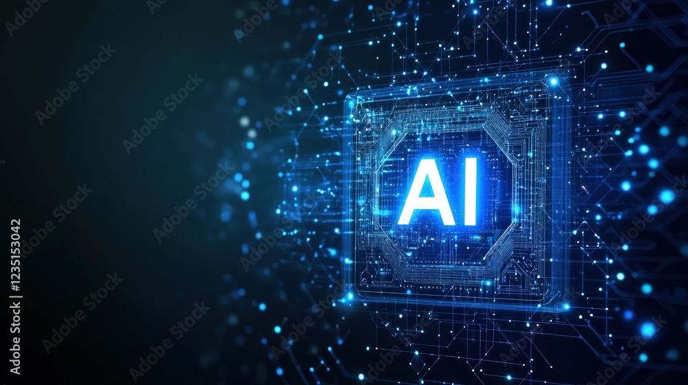Poster digital frame showcases ai concept in vibrant cyberspace setting