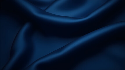 Fototapeta premium Luxurious Deep Blue Silk Fabric Drape Texture Background Image: Rich, Smooth, Elegant Satin Material