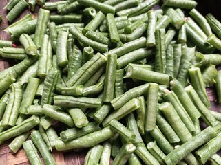 slice of long bean or cowpea in a plate