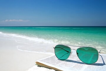 Beach Reading with Sunglasses - Tranquil Summer Scene