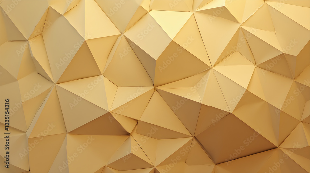 Poster abstract beige geometric 3d paper art texture background: triangular facets and polygonal design