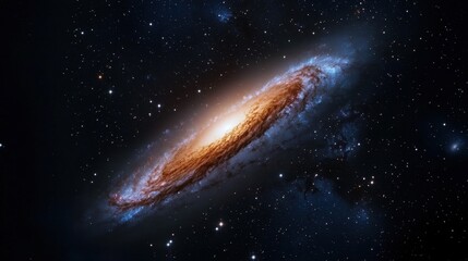 Fototapeta premium A stunning view of a spiral galaxy in the depths of space displays vibrant colors and intricate structures, surrounded by countless stars and cosmic dust