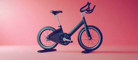 Obraz premium Modern stationary bike against a vibrant pink backdrop, showcasing fitness and design