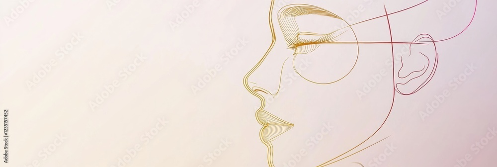 Poster Silhouette of a womans face illustrated with golden ratio lines for artistic exploration and design inspiration. Generative AI
