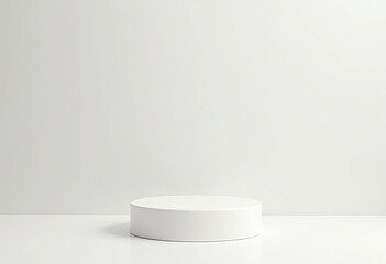 The porous pedestal on a white table for beauty cosmetic product presentation. mockup, copy space