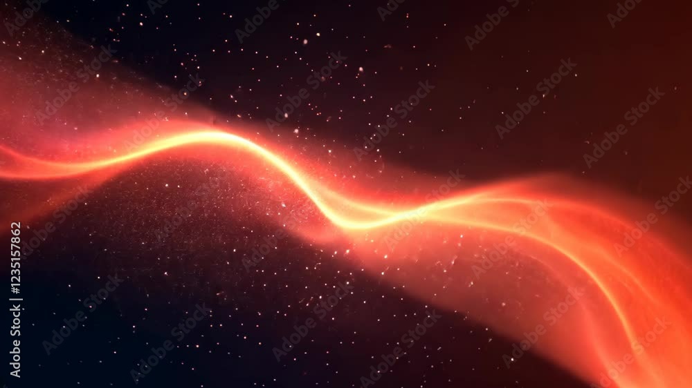 Poster dynamic abstract wave of glowing particles in cosmic space with radiant light and glimmering stars f