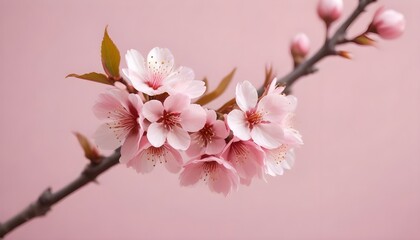 Obraz premium Delicadas flores de cerezo rosa en plena floración sobre un fondo suave y borroso