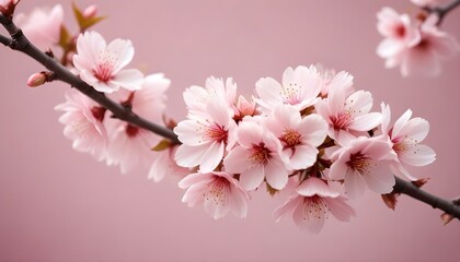 Naklejka premium Delicadas flores de cerezo rosa en plena floración sobre un fondo suave y borroso