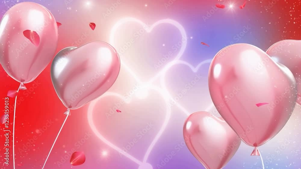Poster romantic background featuring a glowing heart with soft ambient light and a dreamy atmosphere. perfe