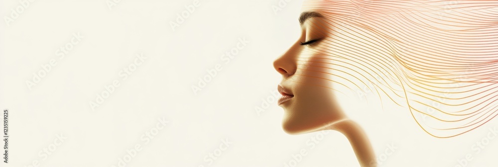 Aufkleber silhouette of a womans face with golden ratio lines showcasing beauty and balance in a minimalist de