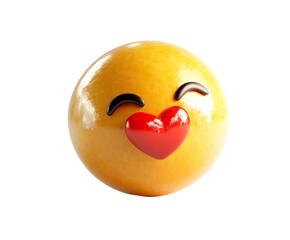 Adorable 3D Emoji: Heart-Eyes Smile, Perfect for Valentine's Day, Romantic Designs, Love Emoticon, Affectionate Expression,       