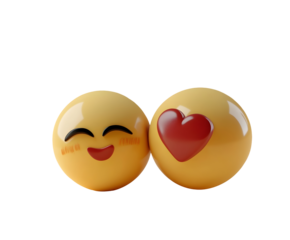 Adorable 3D Emoji: Heart Eyes, Love, Romance, Affectionate Smiley Face, Perfect for Valentine's Day, Social Media, Apps, Websites,