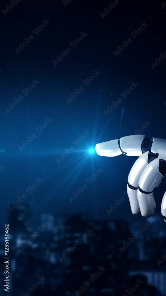 Poster futuristic robot artificial intelligence enlightening ai technology development and machine learning