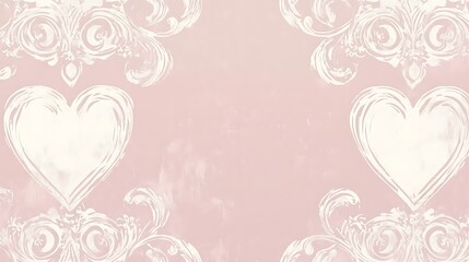 Naklejka premium Pink Background With White Hearts And Floral Designs