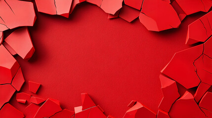 Red cracked abstract background, empty space for text