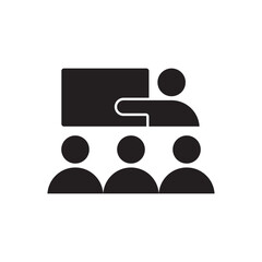 Training, presentation, education icon. Speaker and listeners sign. Vector Illustration.