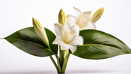 Fototapeta premium tuberose plant life and buds isolated on white historical past