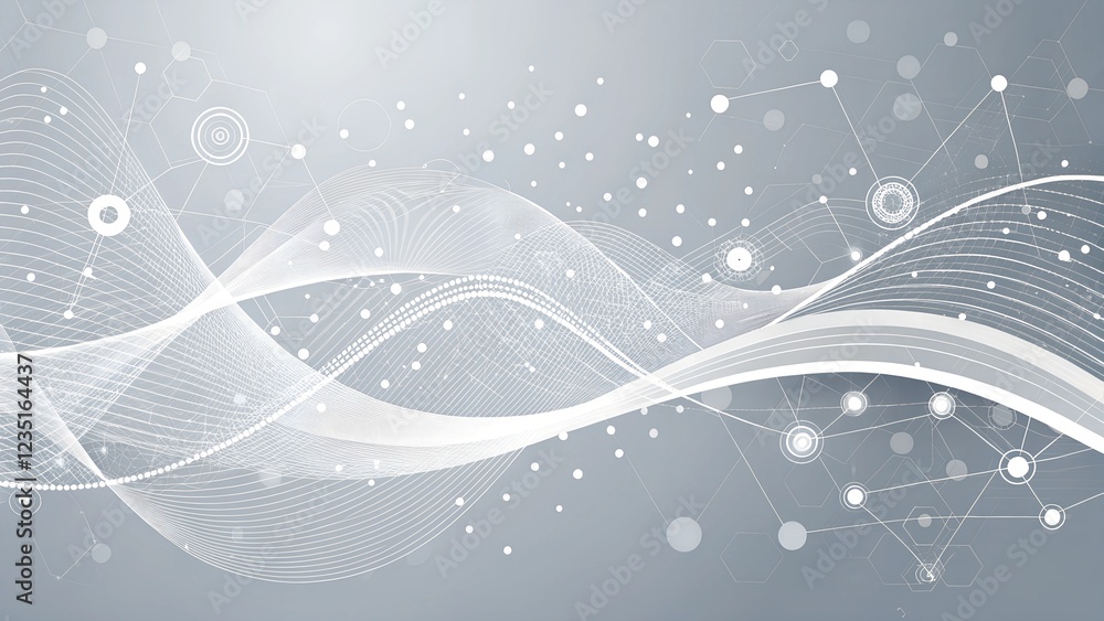 Poster an abstract, modern image featuring a network of interconnected elements rendered in white against a