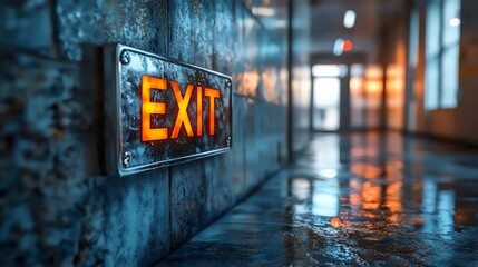 A sign with the word EXIT written in orange letters