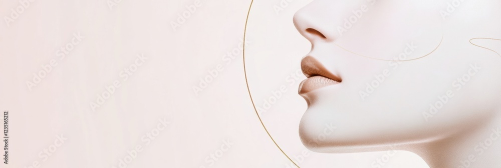 Aufkleber silhouette of a womans face featuring golden ratio lines for artistic emphasis on beauty and proport
