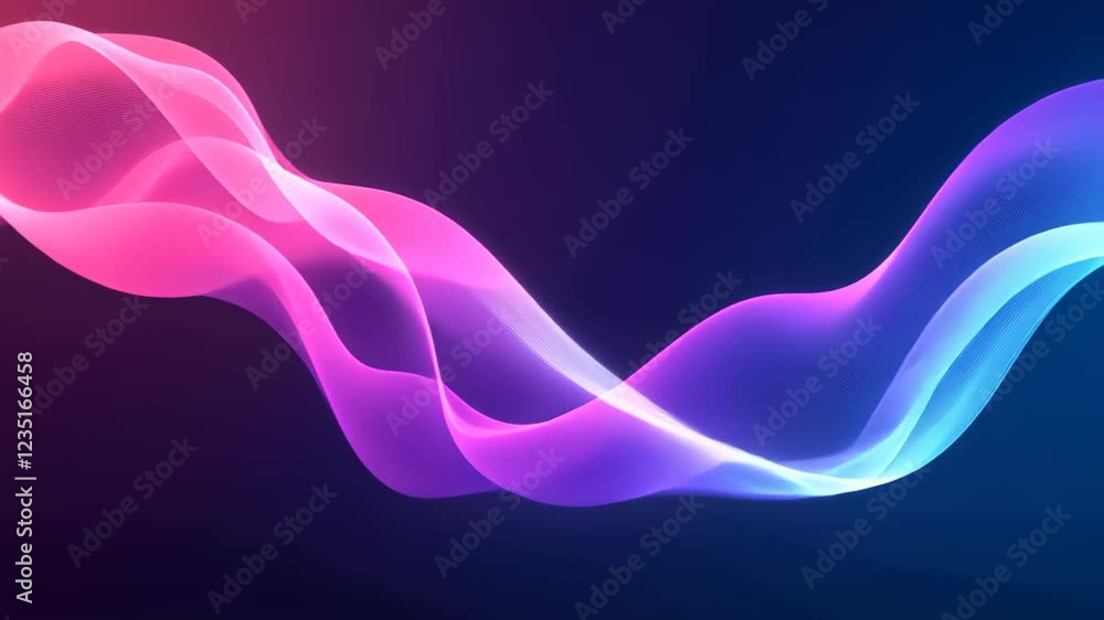 Aufkleber vibrant neon waveforms in abstract fluid motion against dark background for futuristic technology an