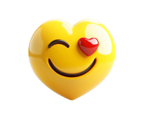 Sweet Smiley Face Emoji with Heart: Perfect for Valentine's Day, romantic designs, love themed projects, social media, websites, apps, and more!      