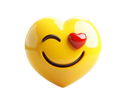 Sweet Smiley Face Emoji with Heart: Perfect for Valentine's Day, romantic designs, love themed projects, social media, websites, apps, and more!      