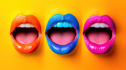 Fototapeta premium Dive into vibrant Lip Art with bold colors and a glossy finish that really stands out