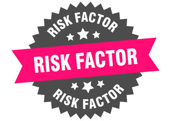 risk factor. risk factor round pink label isolated on transparent background