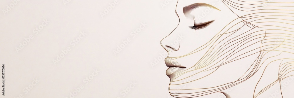 Aufkleber silhouette of a womans face featuring golden ratio lines showcasing beauty and proportion in artisti