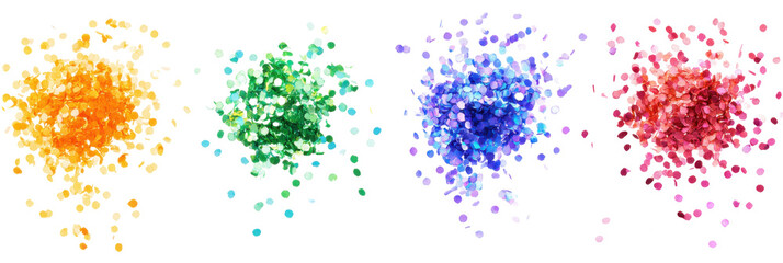 Colorful abstract confetti explosion of vibrant yellow, green, blue, and pink bursts png