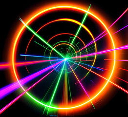 Red bright strip of light background abstract colorful background, bright neon rays and glowing lines.black background with long  stripes Pink yellow blue creative wallpaper.high quality.generative ai