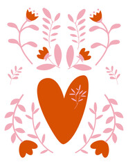Valentine's day pattern. Folk art.  Background for decorating objects and wallpapers for Valentine's Day. Vector pattern	
