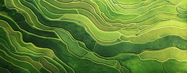 Aerial View Lush Green Rice Terraces Landscape