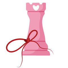 icon for valentine's day, namely a chess piece in pink color, for poster or card designs