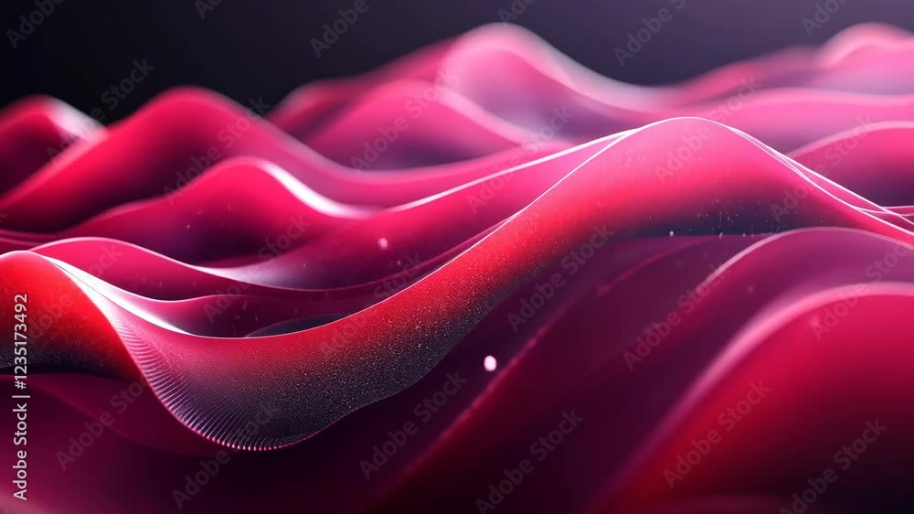 Poster dynamic red waves create an abstract visual experience with smooth flowing patterns