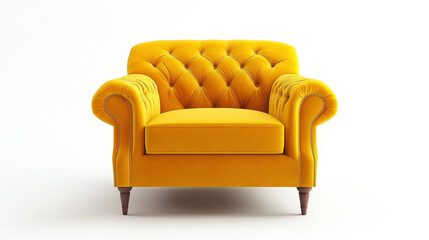 Modern Yellow Armchair on White Background &ndash; Stylish Interior Decor