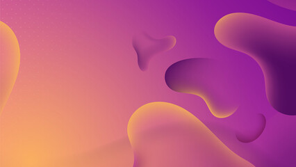 Abstract yellow and purple gradient with colorful liquid shapes and dots background design