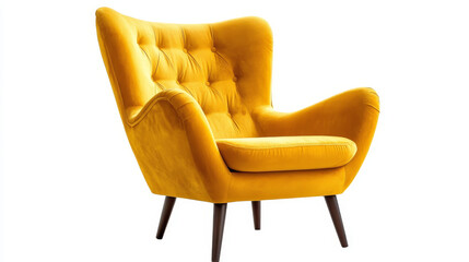 Modern Yellow Armchair on White Background – Stylish Interior Decor